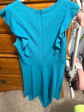 Teal Ruffle Sleeve Women's Dress